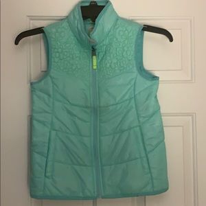 Lands end kids turquoise flowery vest